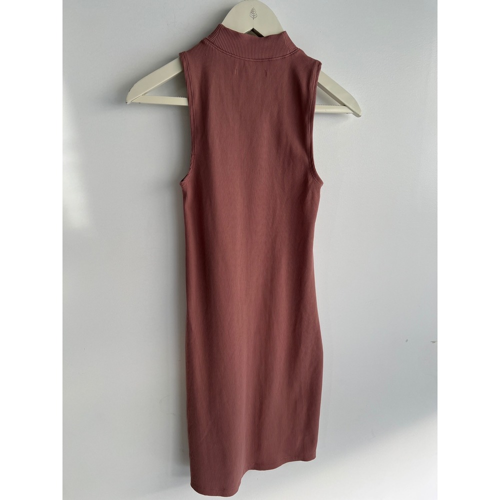 Abercrombie & Fitch Ribbed Mock Neck Sleeveless Mini Dress Pink Size Small Tall - Picture 8 of 9